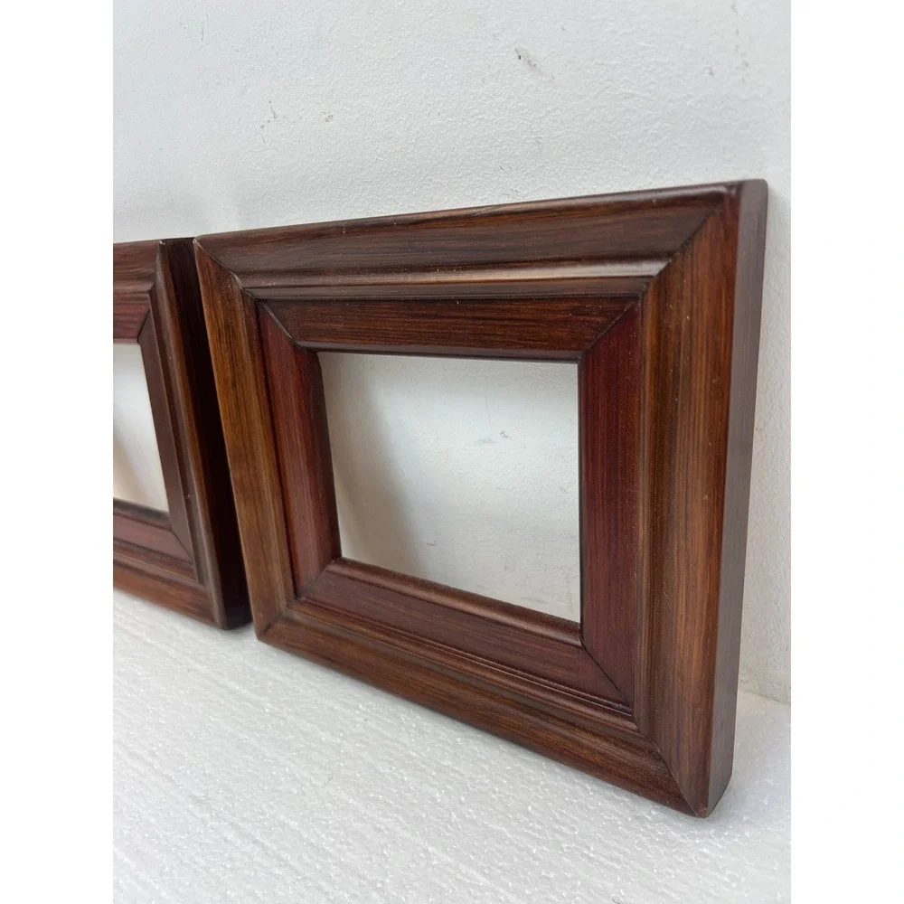 Traditional Wood Picture Frame Pair Dark Brown Fits 4.5x5.5 Set of 2 vintage art